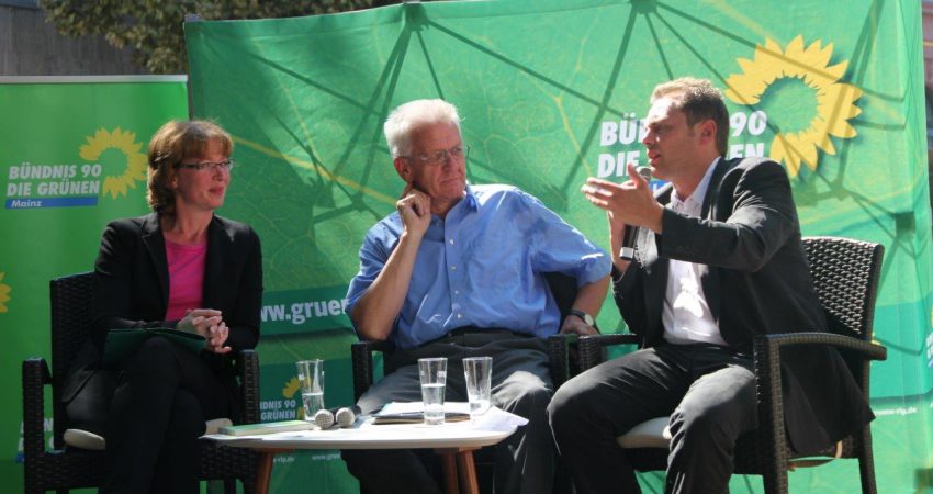 Tabea Rößner, MdB; Winfried Kretschmann, MP BaWü; Daniel Köbler, MdL